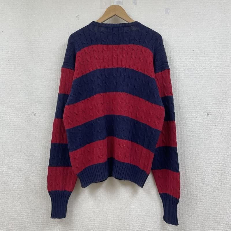 POLO RALPH LAUREN / Vintage/90s/コットンニット・セーター(厚手)/SIZE:M/レッド/ボーダー Polo by RALPH LAUREN ポロバイラルフローレン ニット、セーター 長袖