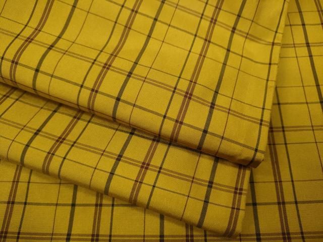 平和屋着物 黄八丈 紬 格子柄 正絹 CAAZ2589ut