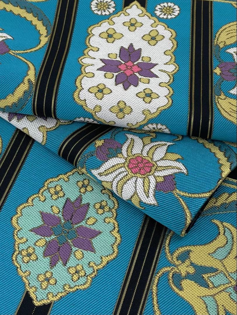 となみ帯 西陣織 袋帯 未仕立て品 更紗大全 金糸 正絹 六通 となみ帯 西陣織 袋帯 未仕立て品 更紗大全 金糸 正絹 六通 H734