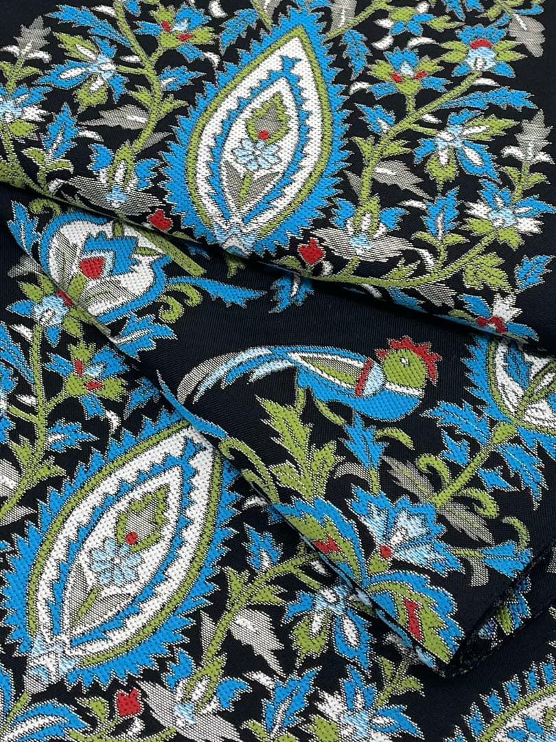 となみ帯 西陣織 袋帯 未仕立て品 更紗大全 鳥 金糸 正絹 六通 H735