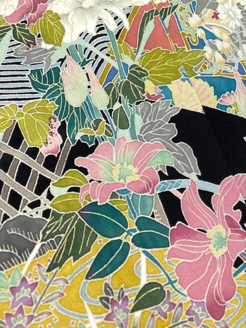 加賀友禅 宮野勇造 黒留袖 落款入 仮絵羽 未仕立て品 「華扇」正絹 八