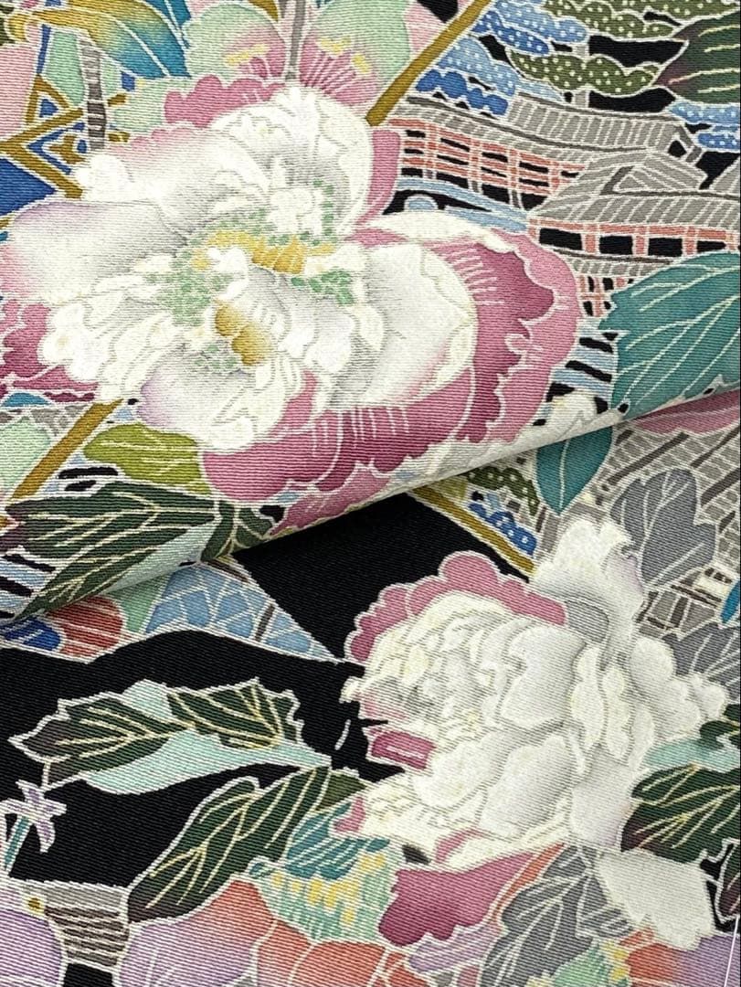 加賀友禅 宮野勇造 黒留袖 落款入 仮絵羽 未仕立て品 「華扇」正絹 八