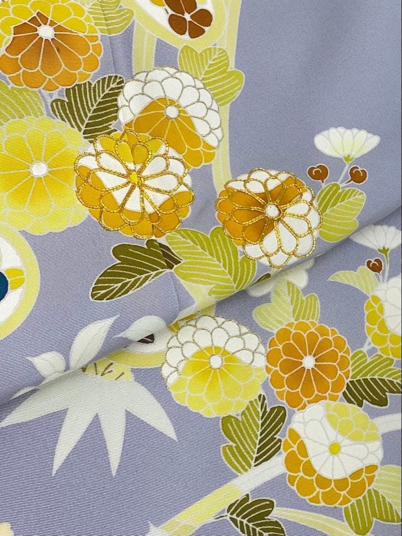 手描京友禅 染匠 訪問着 金駒 金彩 正絹 躾糸付き 淡藤色系 KH172