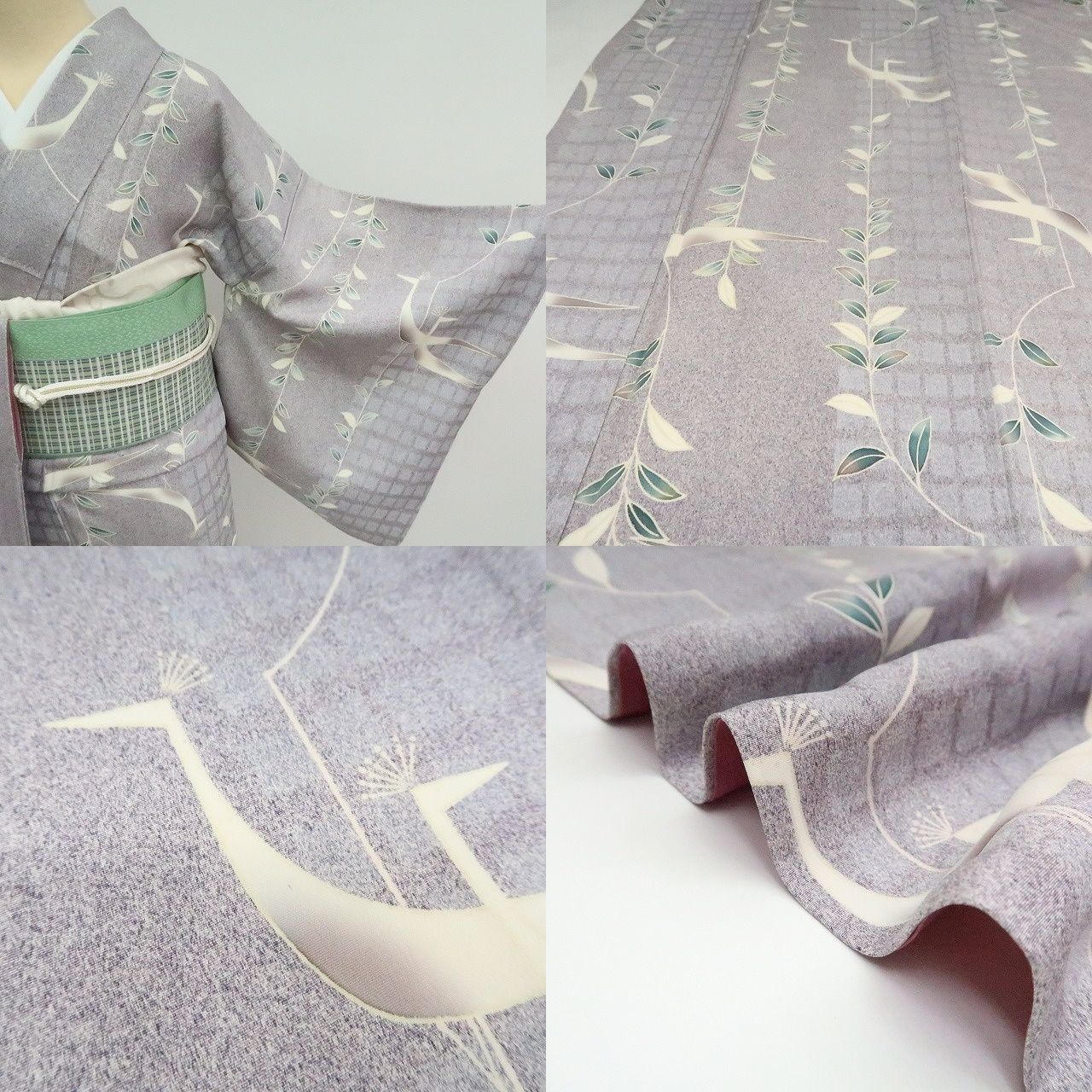 ✾まめ藤✾m2101＊美品 正絹 孔雀 手縫い仕立て 小紋 - メルカリ