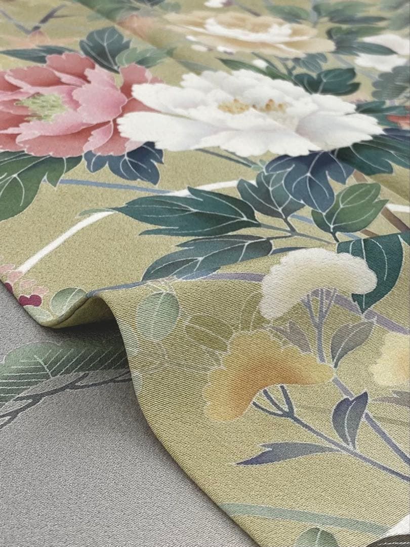 加賀草木友禅 田村哲彦 訪問着 落款入 四季草花 花車 正絹 KH171