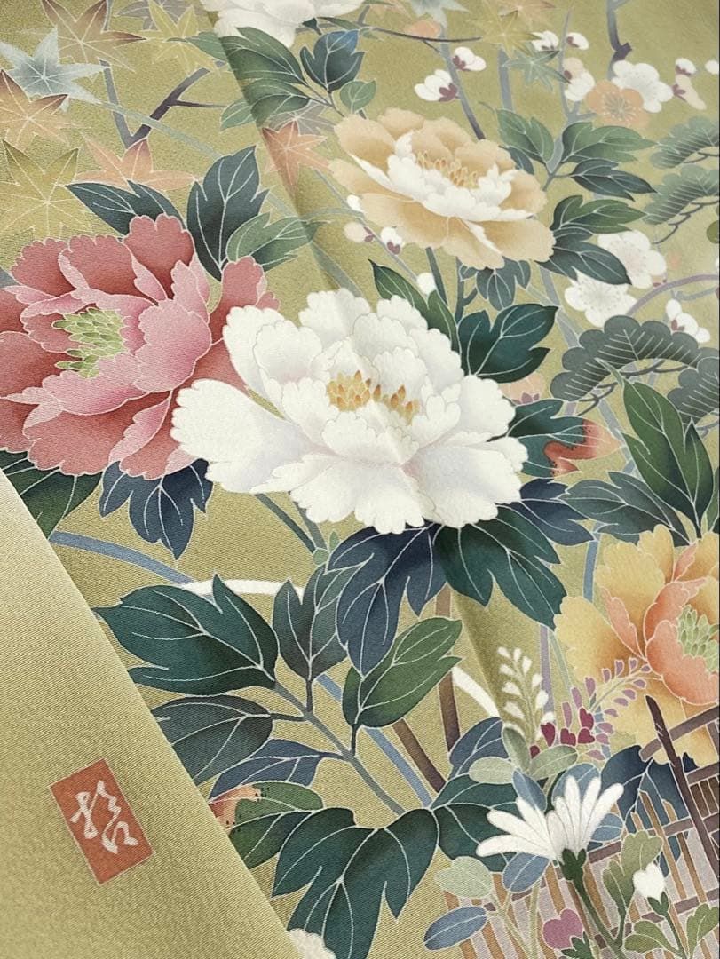 正絹　訪問着　田村哲彦(加賀草木友禅の第一人者) 平和屋着物○十日町 加賀草木友禅の第一人者 田村哲彦 色