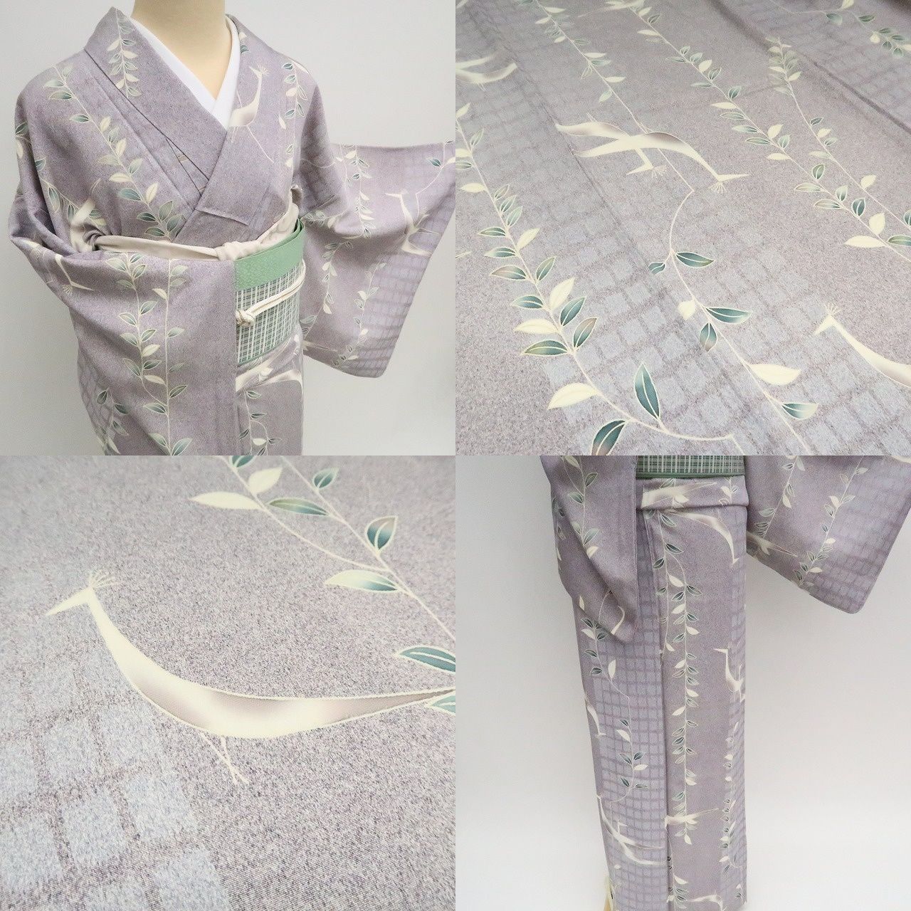 ✾まめ藤✾m2101＊美品 正絹 孔雀 手縫い仕立て 小紋 - メルカリ