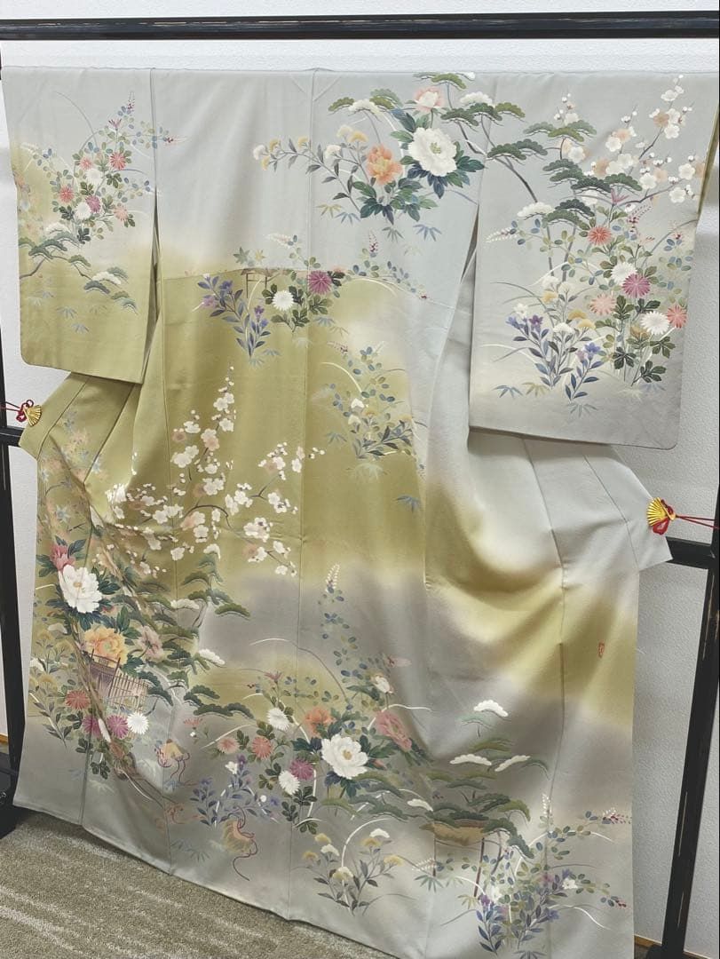 正絹　訪問着　田村哲彦(加賀草木友禅の第一人者) 平和屋着物○十日町 加賀草木友禅の第一人者 田村哲彦 色