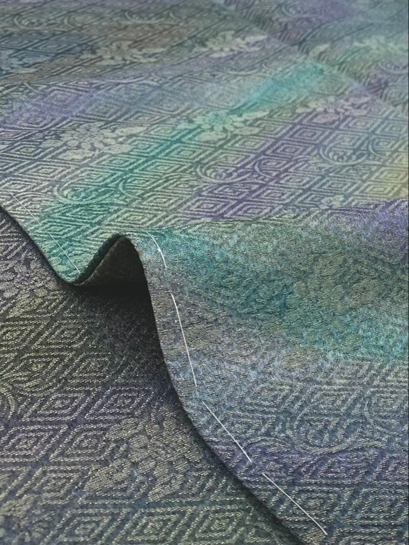 特選 初代・久保田一竹 訪問着 落款入 金通し ぼかし染 正絹 躾糸付き