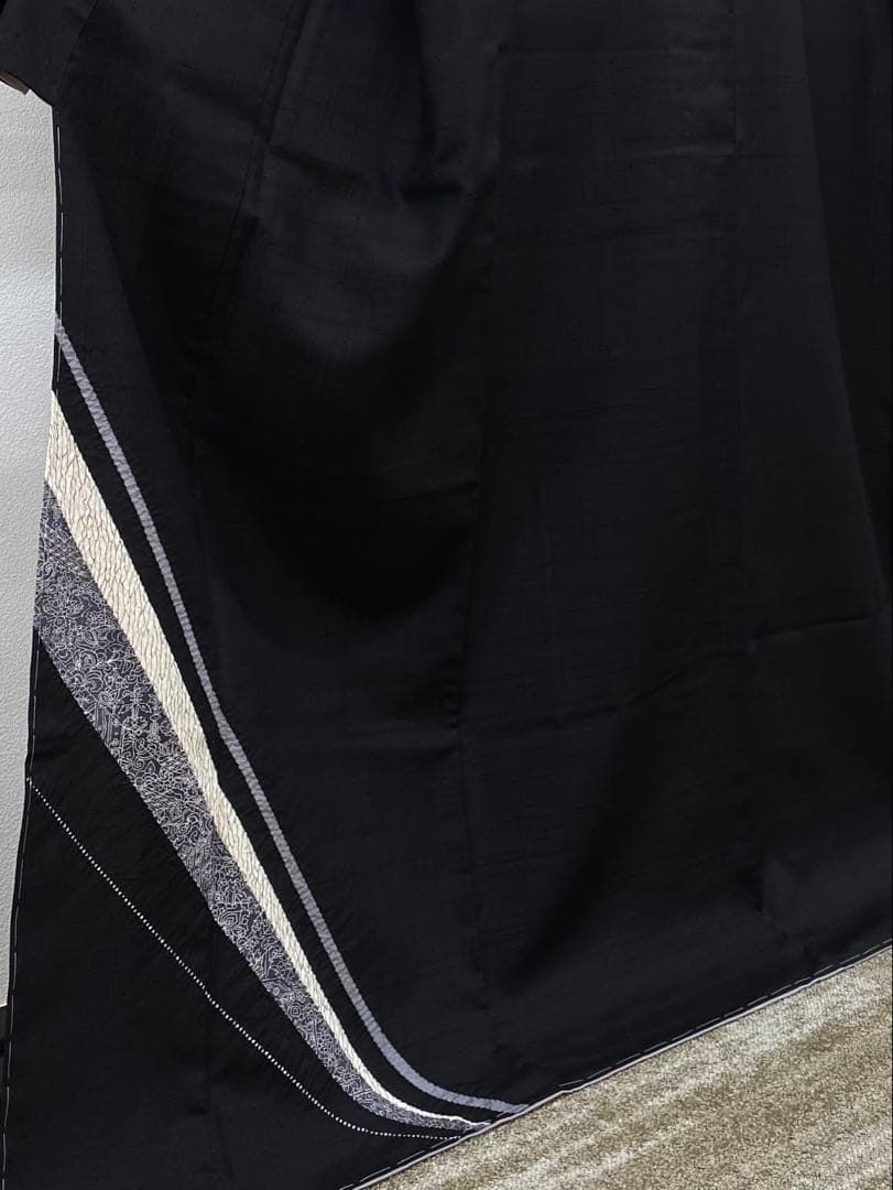 本手絞り 伝統工芸紬 訪問着 やまと扱い 正絹 躾糸付き 黒地 KH169