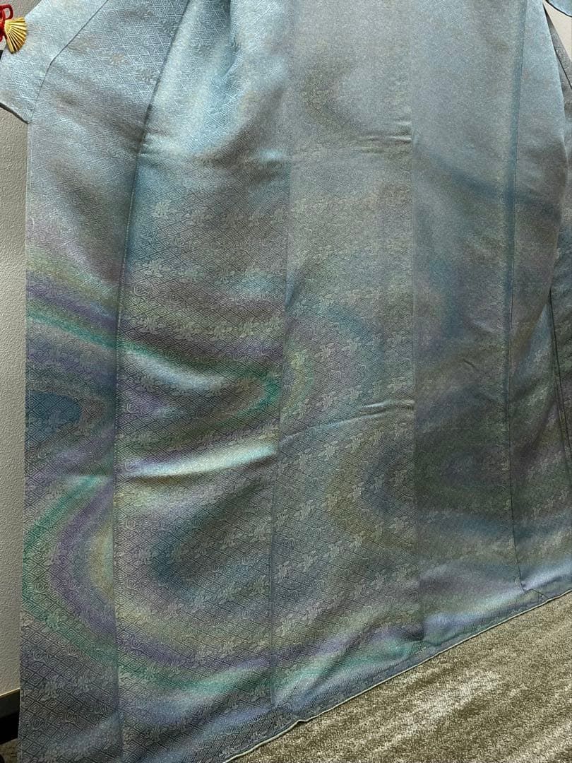 特選 初代・久保田一竹 訪問着 落款入 金通し ぼかし染 正絹 躾糸付き