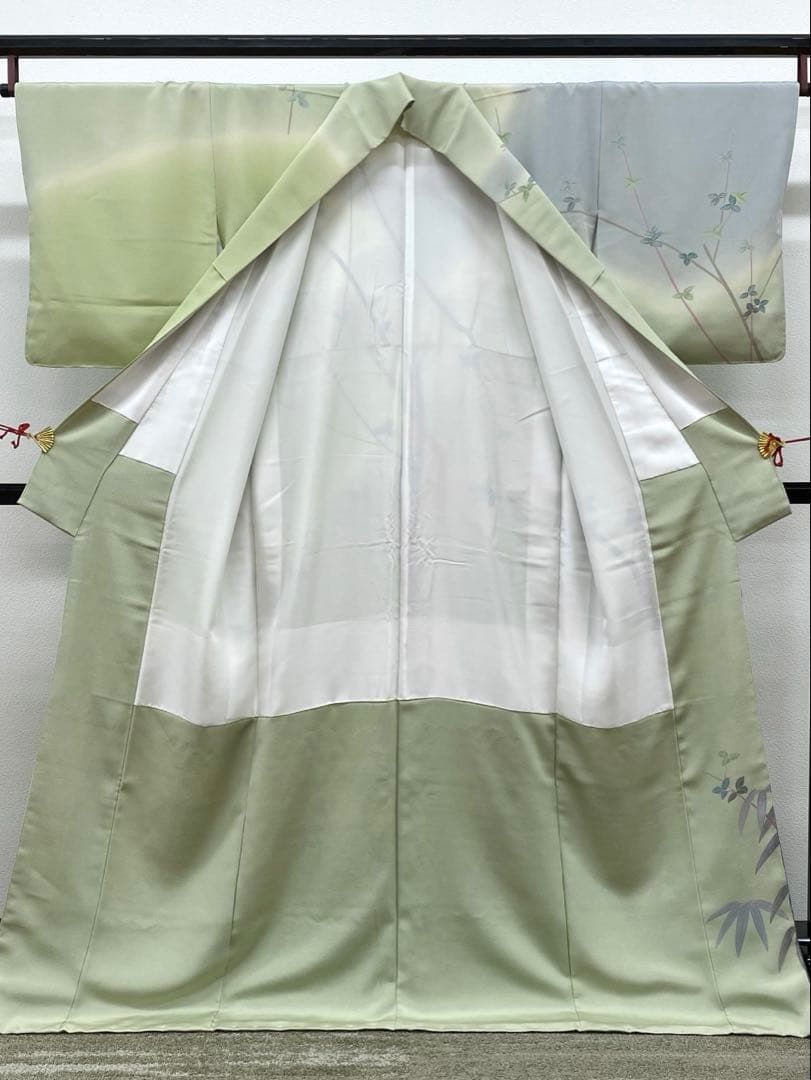 田村哲彦 加賀草木染 訪問着 落款入 浜ちりめん 柏田屋扱い 正絹 躾糸