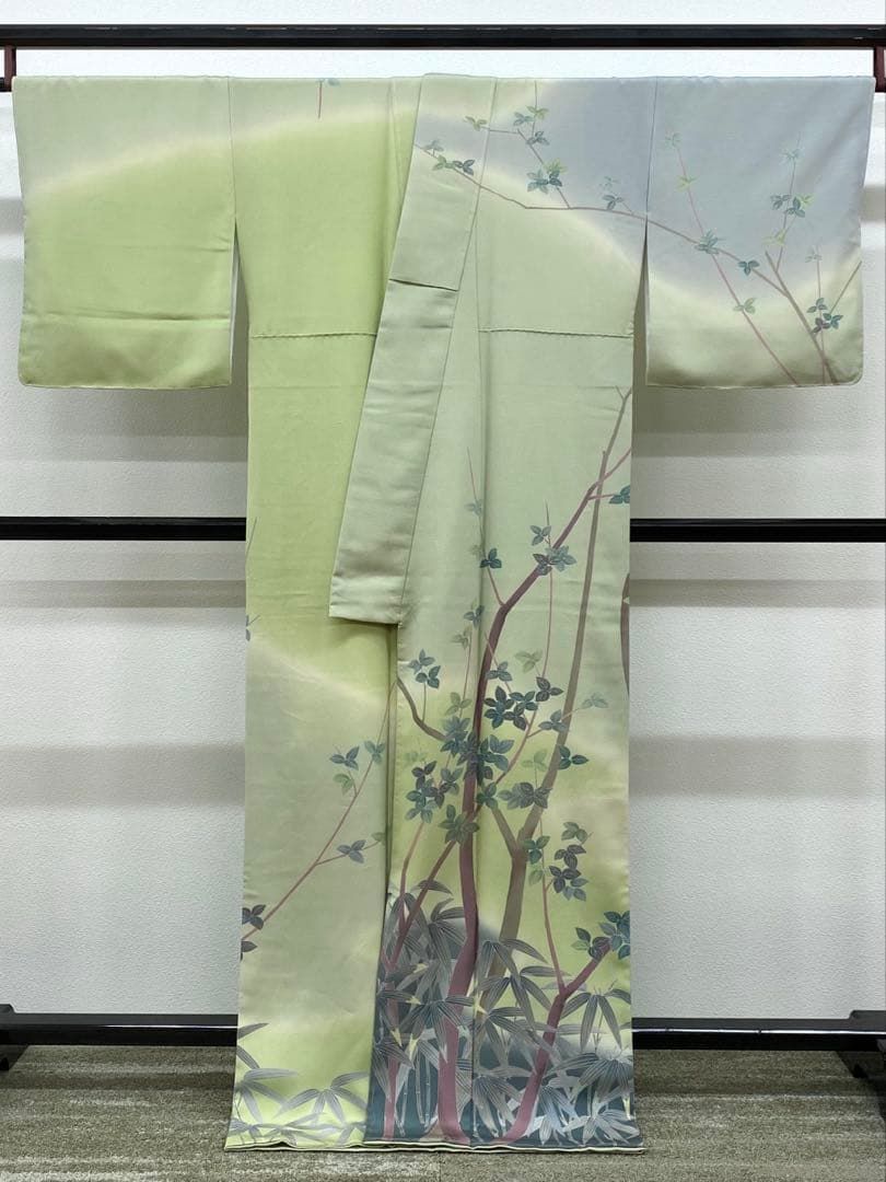 田村哲彦 加賀草木染 訪問着 落款入 浜ちりめん 柏田屋扱い 正絹 躾糸付き 田村哲彦 加賀草木染 訪問着 落款入 浜ちりめん 柏田屋扱い 正絹 躾糸