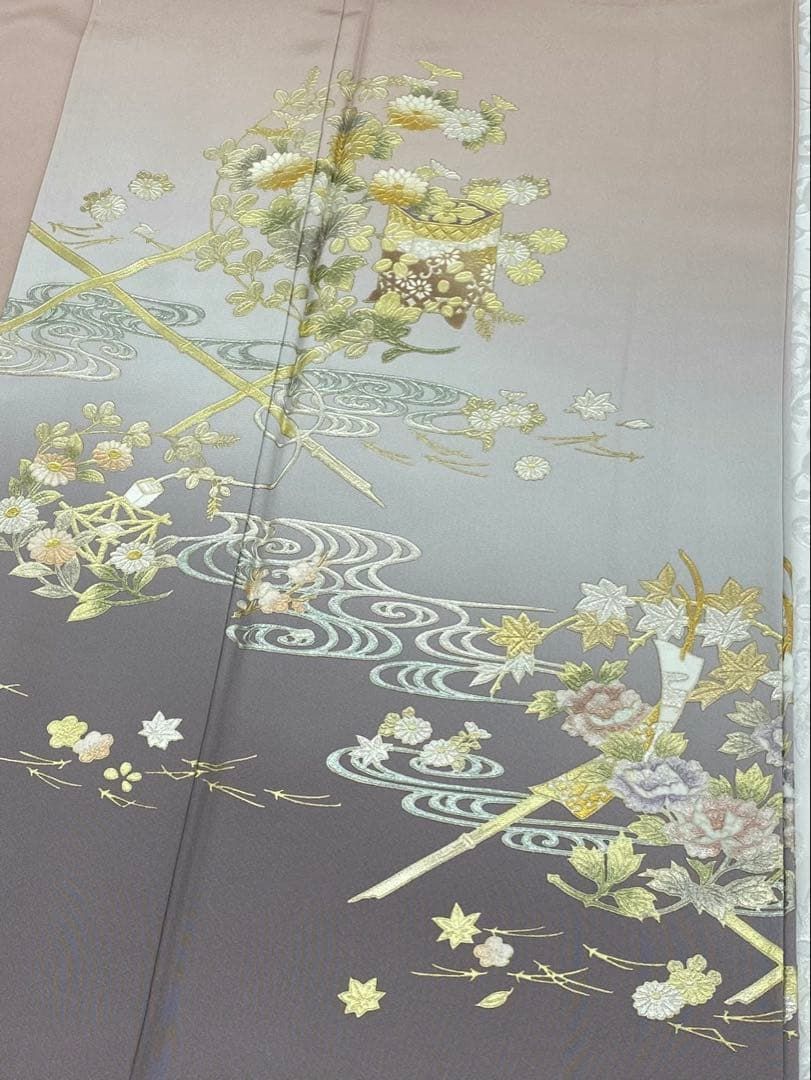 【和田光正】京友禅 金彩 未使用品 付け下げ 金彩友禅 和田光正 付け下げ 訪問着 落款入 正絹 ガード加工済 躾糸