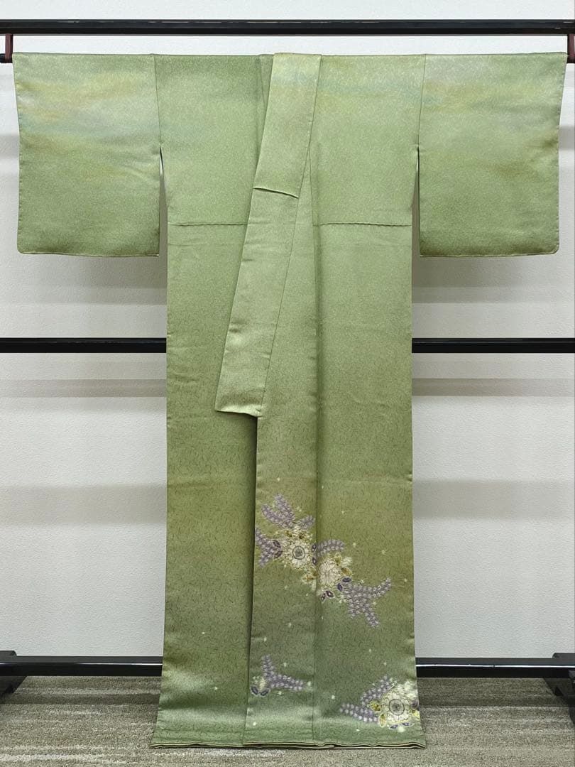 初代・久保田一竹 辻ヶ花 訪問着 落款入 金通し 絞り ぼかし染 正絹 躾