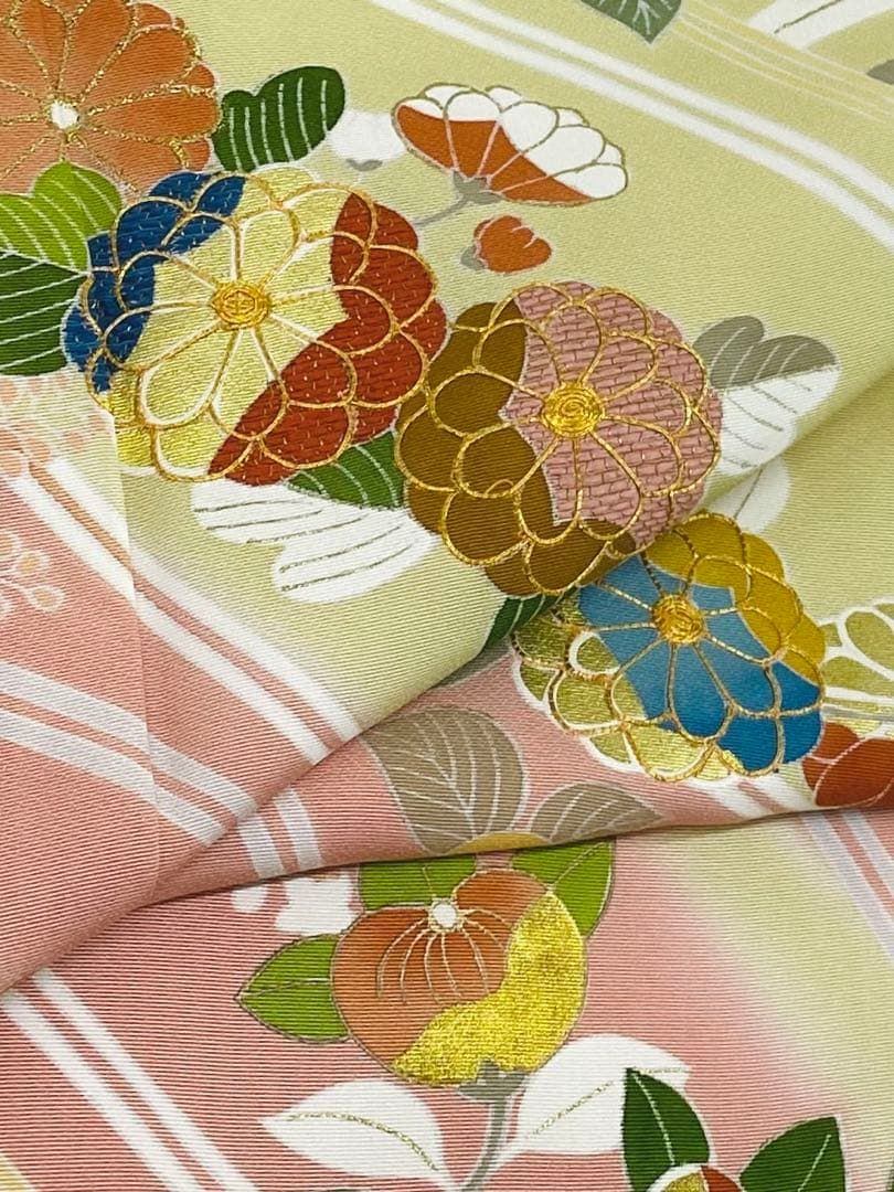 京友禅 訪問着 金駒 金彩 暈し染 糸巻き 正絹 躾糸付き 京友禅 手描き 訪問着 刺繍 金駒 金彩 正絹 躾糸付き KH164 - メルカリ