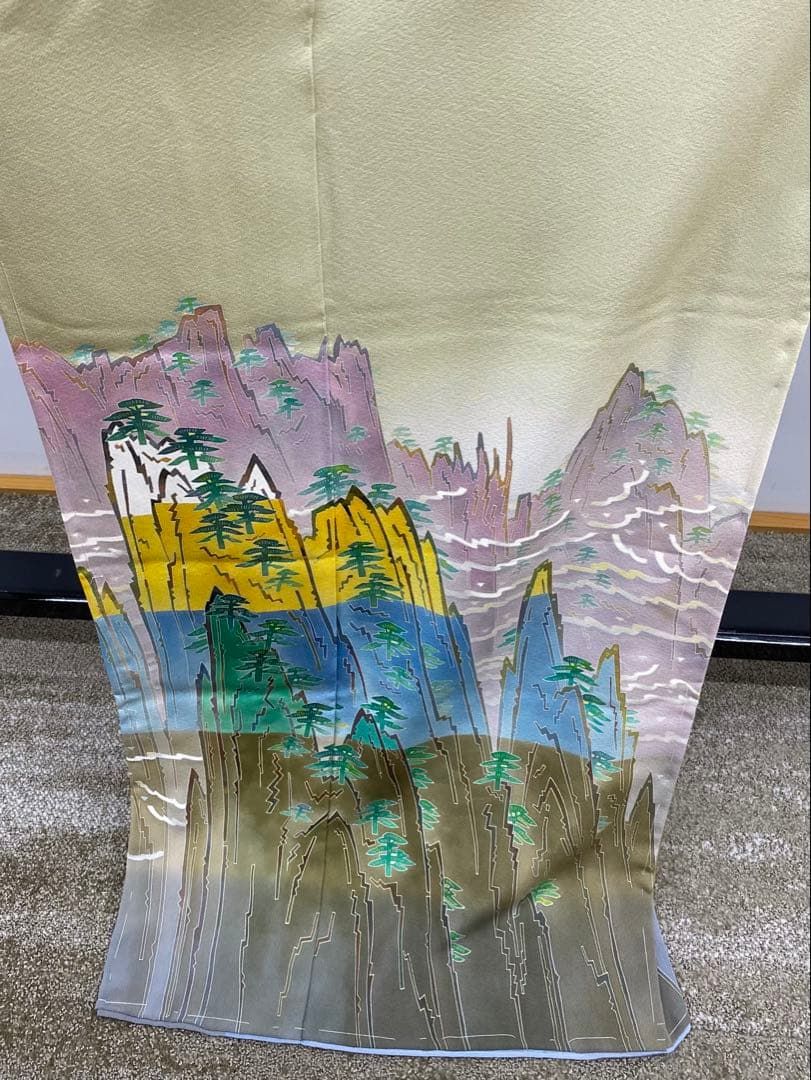 加賀友禅 中町博志 黄山雲海 色留袖 落款入 未仕立て品 仮絵羽 八掛