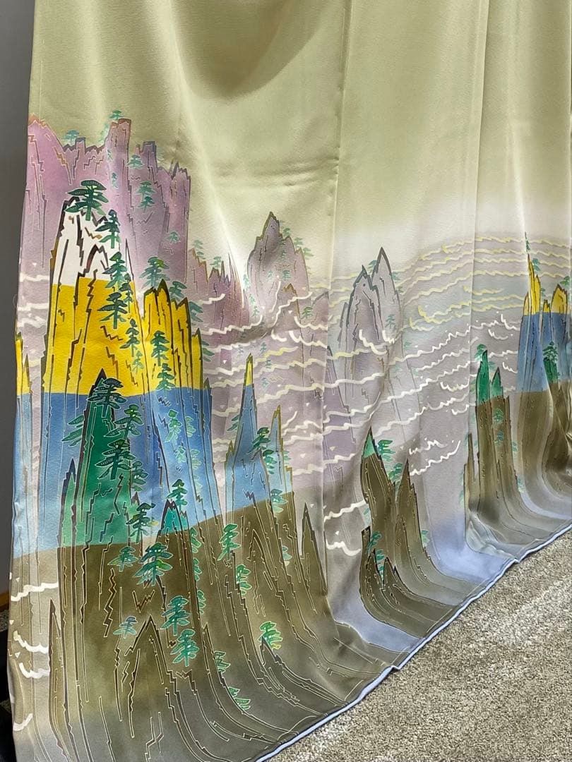 加賀友禅 中町博志 黄山雲海 色留袖 落款入 未仕立て品 仮絵羽 八掛