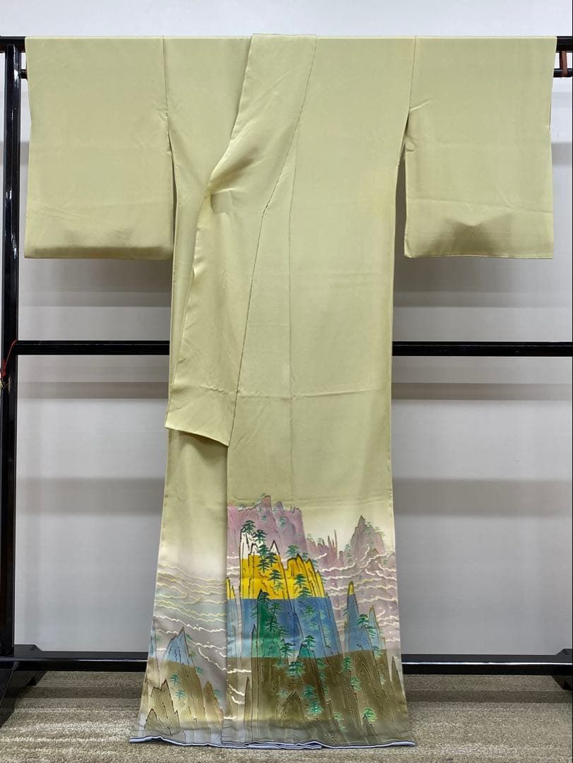 加賀友禅 中町博志 黄山雲海 色留袖 落款入 未仕立て品 仮絵羽 八掛