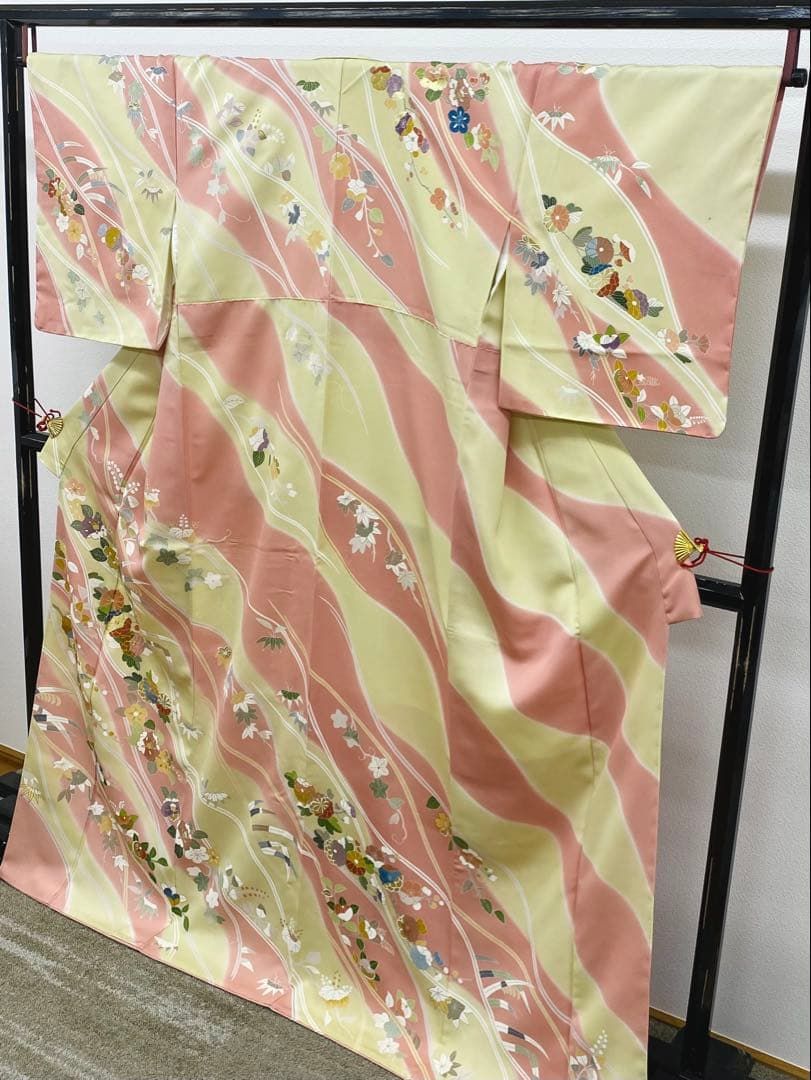 京友禅 手描き 訪問着 刺繍 金駒 金彩 正絹 躾糸付き KH164 - メルカリ
