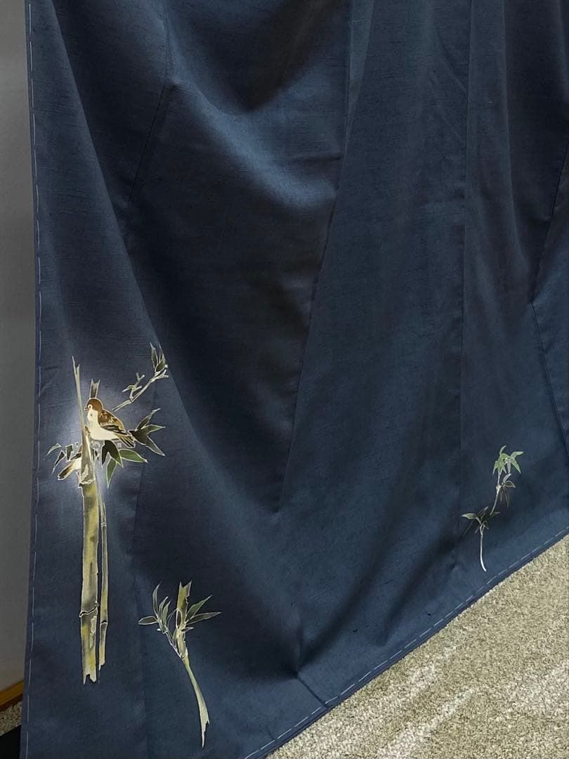 加賀友禅 柿本一郎 結城紬 付け下げ 訪問着 竹雀 はたおり娘 奥順謹製