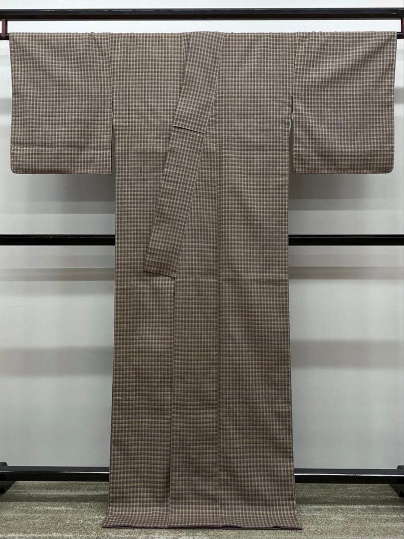 本場結城紬 重要無形文化財 高島陽一 天然植物染 格子文様 日本工芸会