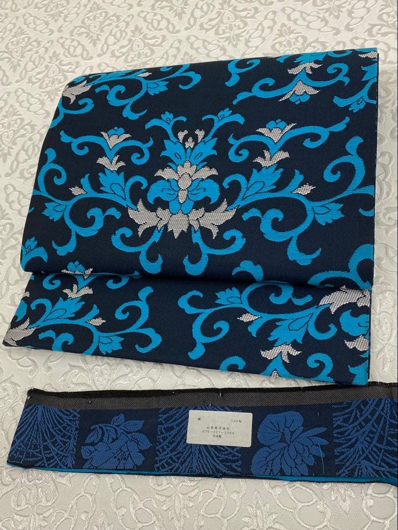 寿光織 洒落袋帯 ダマスク文 皇室献上本舗謹製 新品未使用品 正絹 六通