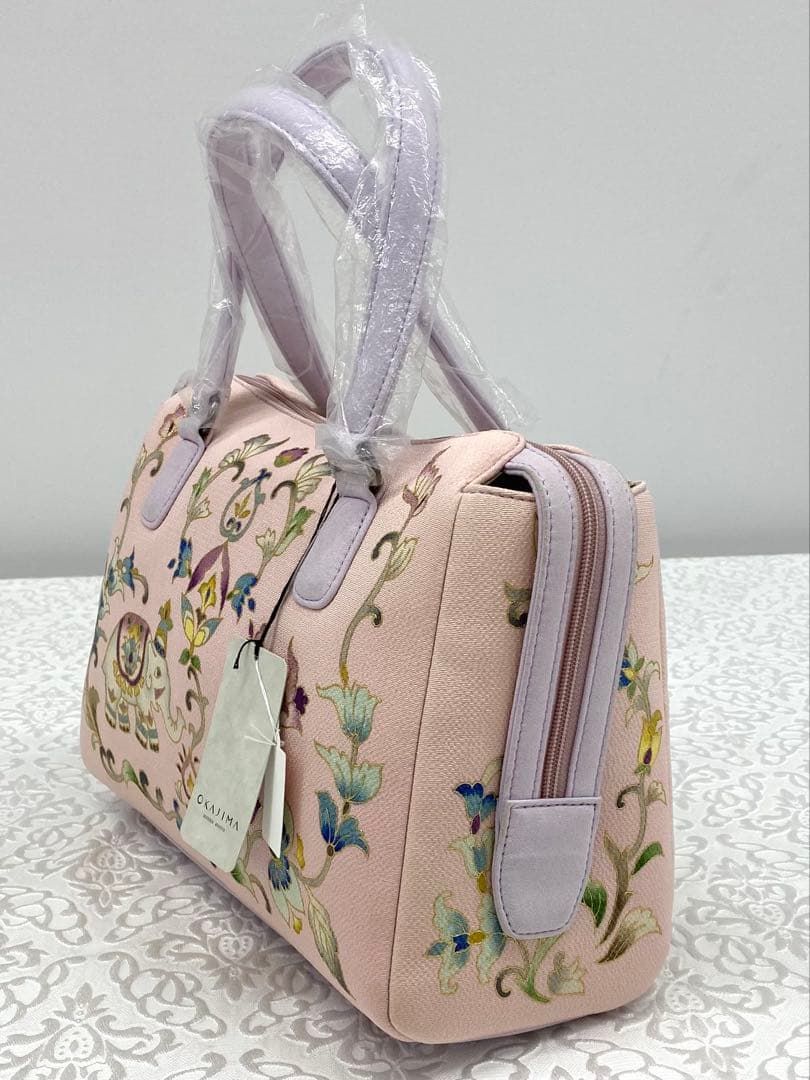 岡重謹製 バッグ OKAJIMA 京友禅 象 唐花 ちりめん 金彩 正絹 - メルカリ