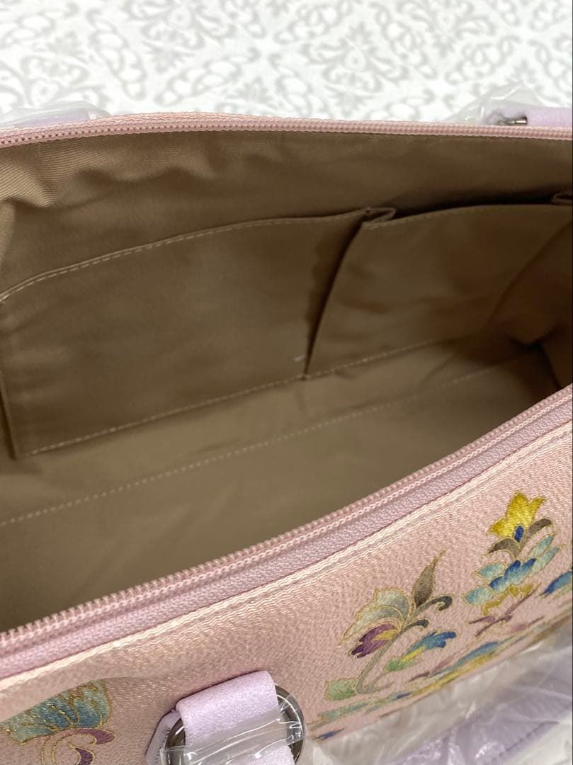 岡重謹製 未使用品 OKAJIMA バッグ 京友禅 金彩 象 唐花 正絹 岡重謹製