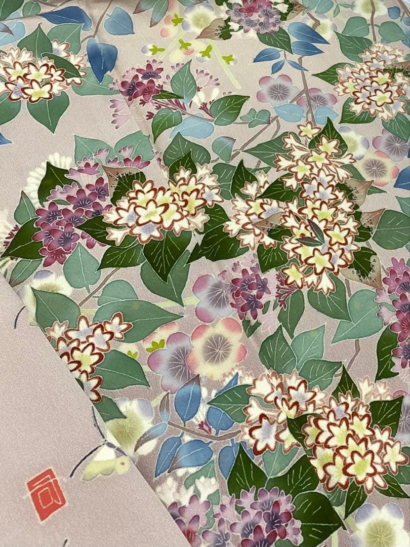 本加賀友禅 村田雪司 落款入 訪問着 正絹 躾糸付き パールトーン加工済 本加賀友禅 村田雪司 落款入 訪問着 正絹 躾糸付き パールトーン加工済