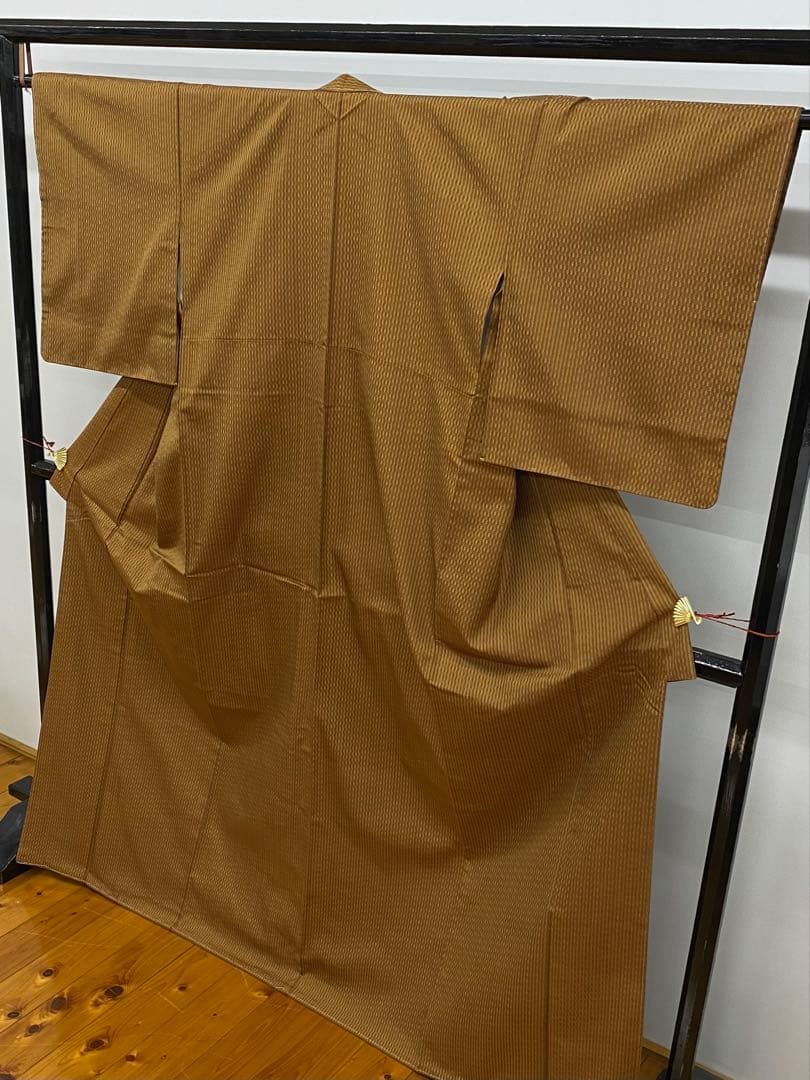 無形文化財 山下八百子 黄八丈 草木染 正絹 ラベル付き 躾糸付き K563 