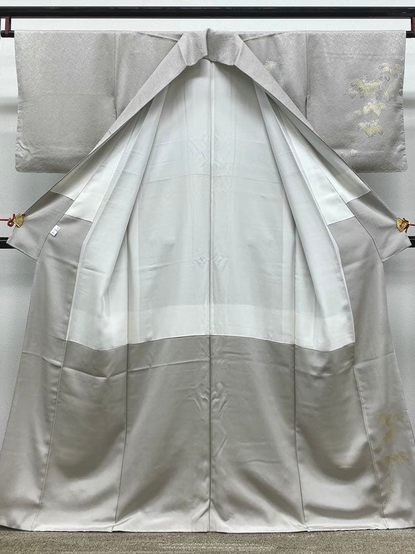 金彩友禅 和田光正 落款入 付け下げ 訪問着 銀彩 紋意匠 桐 正絹 躾糸