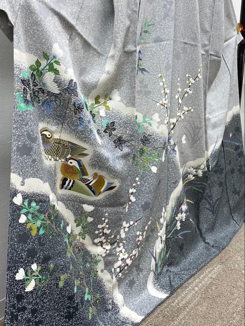 羽田登喜男 訪問着 落款入 仮絵羽 未仕立て品 金彩 叩き染 紋意匠 正絹