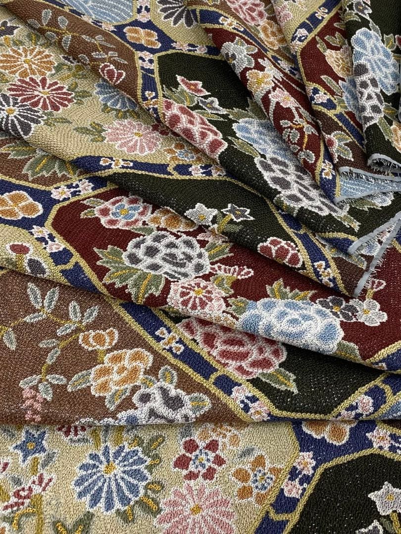 二百万粒 極上 総相良刺繍 袋帯 反物 蜀江文 金糸 正絹 帯裏付き 六通