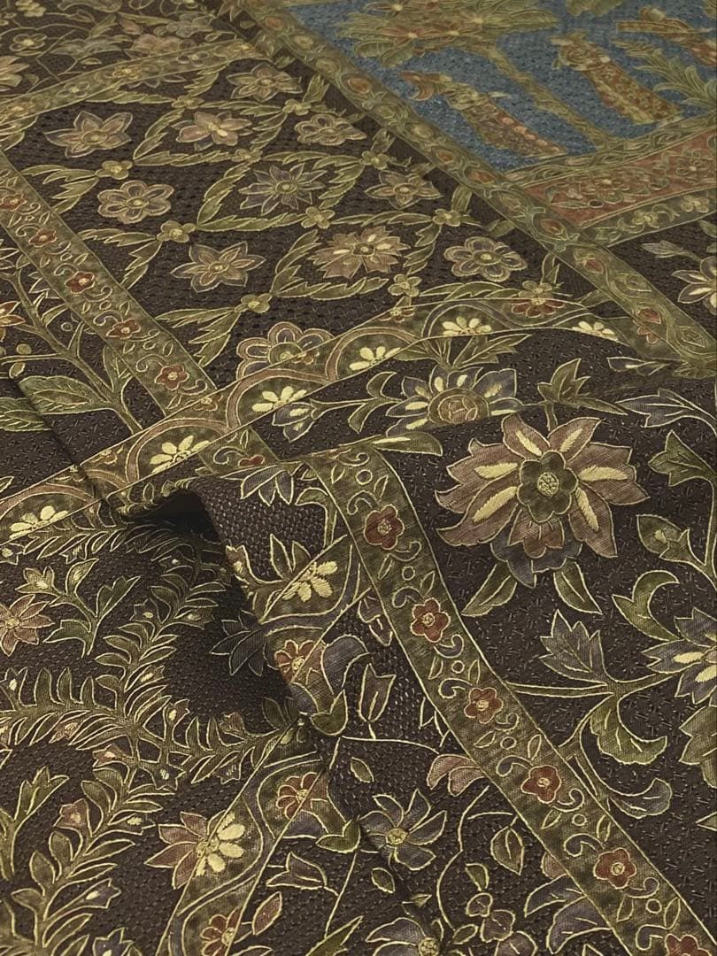 蘇州刺繍 相良刺繍 汕頭刺繍 訪問着 総刺繍 総柄 古代壁画文 唐花 正絹 
