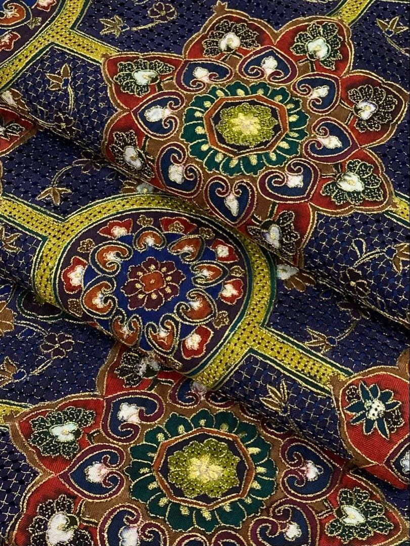 特選 汕頭刺繍 蘇州刺繍 つづれ地 全通 袋帯 華蜀江 カラー芯 金糸