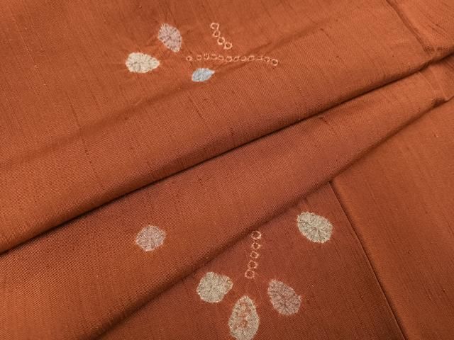 平和屋着物○上質な小紋 紬地 絞り 舞花文 正絹 逸品 AABC4477ph