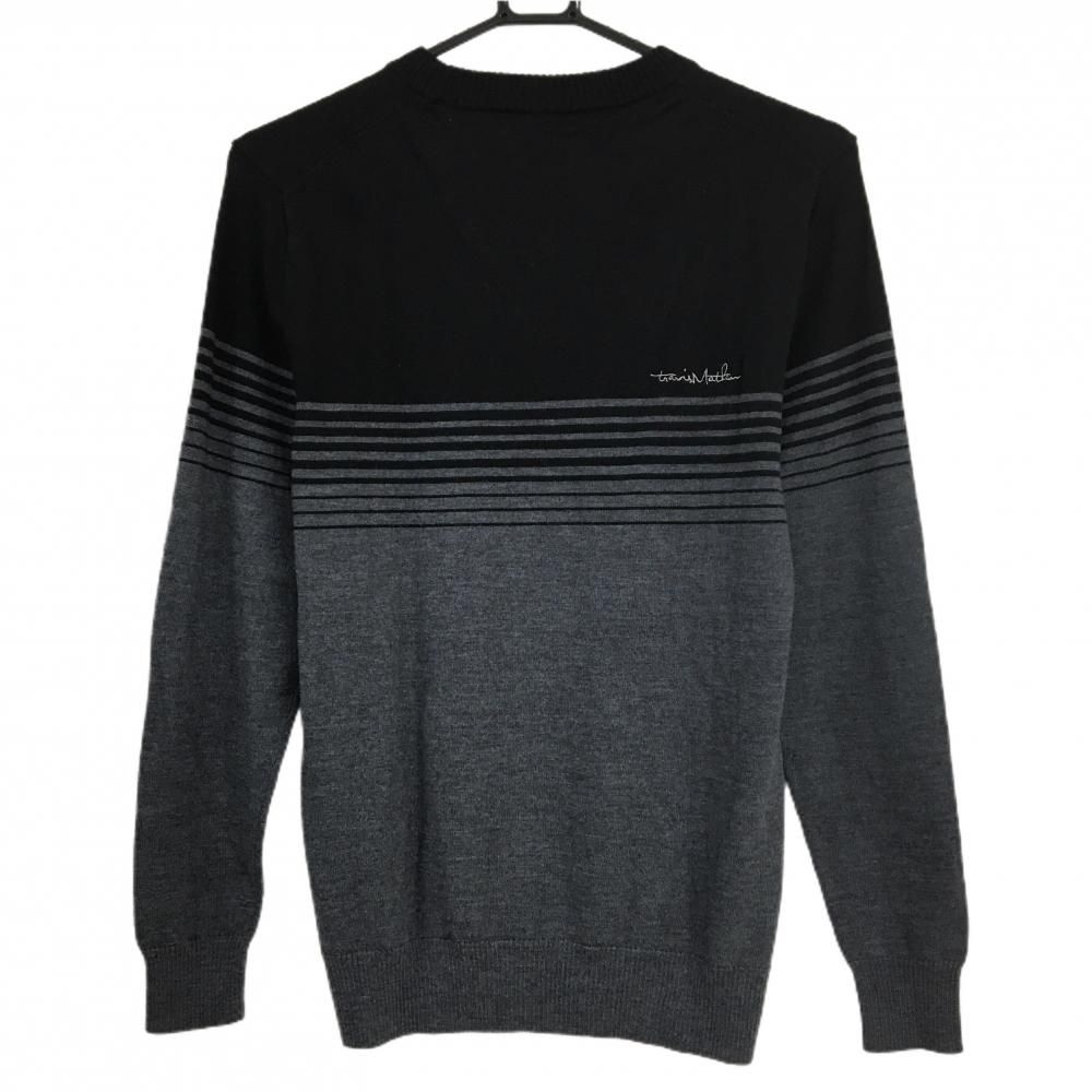 超美品】トラヴィスマシュー セーター 黒×グレー 胸元ボーダー ウール