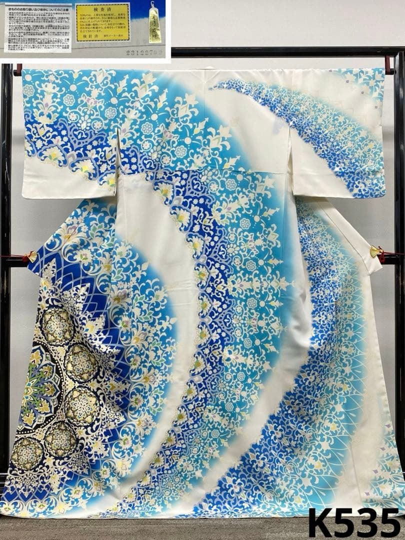 吉澤の友禅 十日町 訪問着 金駒 金彩 華紋 正絹 躾糸付き 吉澤の友禅 十日町 訪問着 金駒 金彩 華紋 正絹 躾糸付き K535 - メルカリ