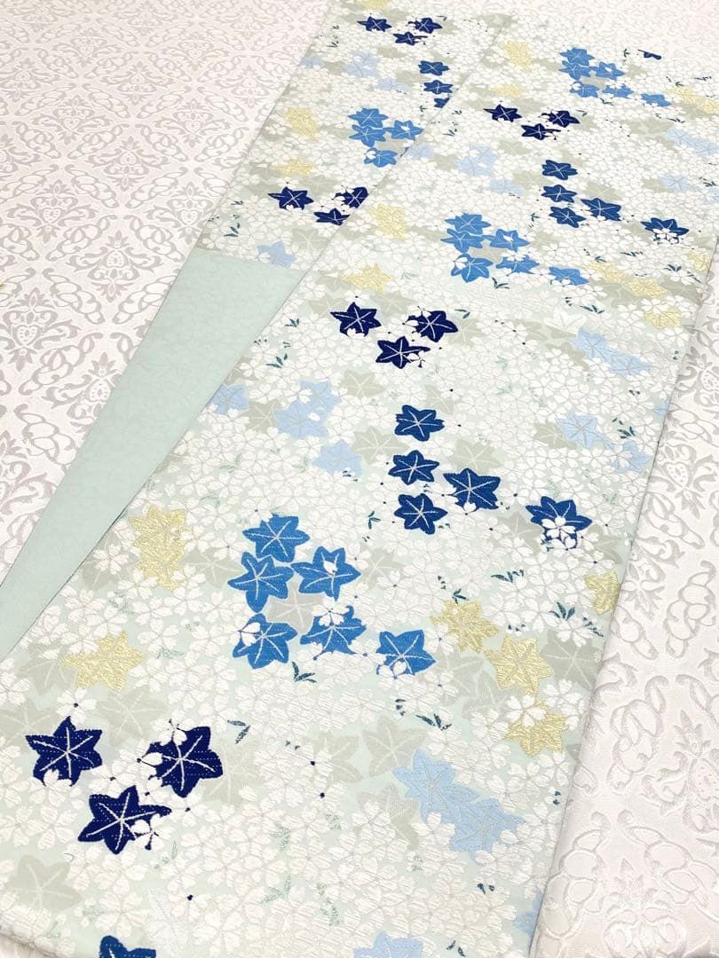 本草木藍染 山口美術織物 唐織 袋帯 楓に桜 新品未使用 金糸 銀糸 正絹