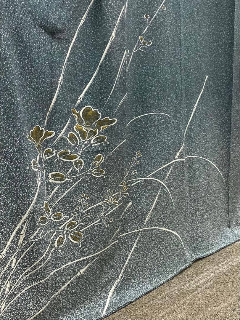 森口華弘 落款入 手描き友禅 訪問着 金彩 叩き染 鬼しぼちりめん 正絹