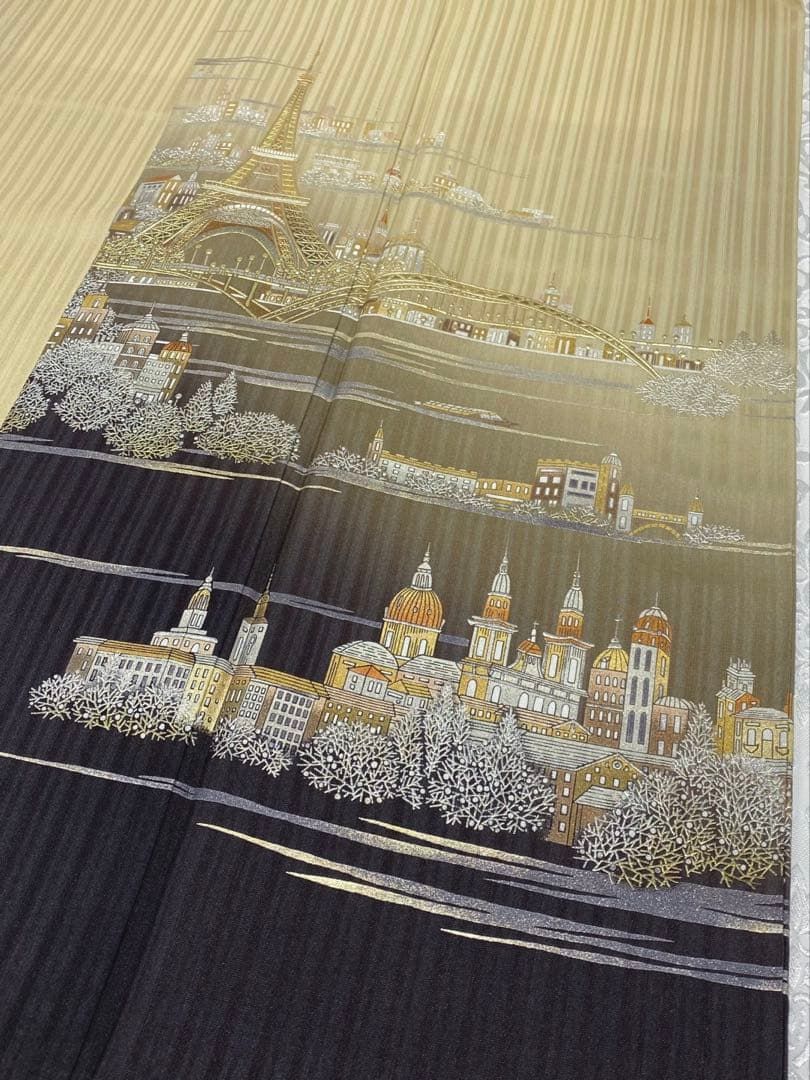 藤井寛 落款入 訪問着 仮絵羽 未仕立て品 金駒 金彩 紋意匠 誰が袖