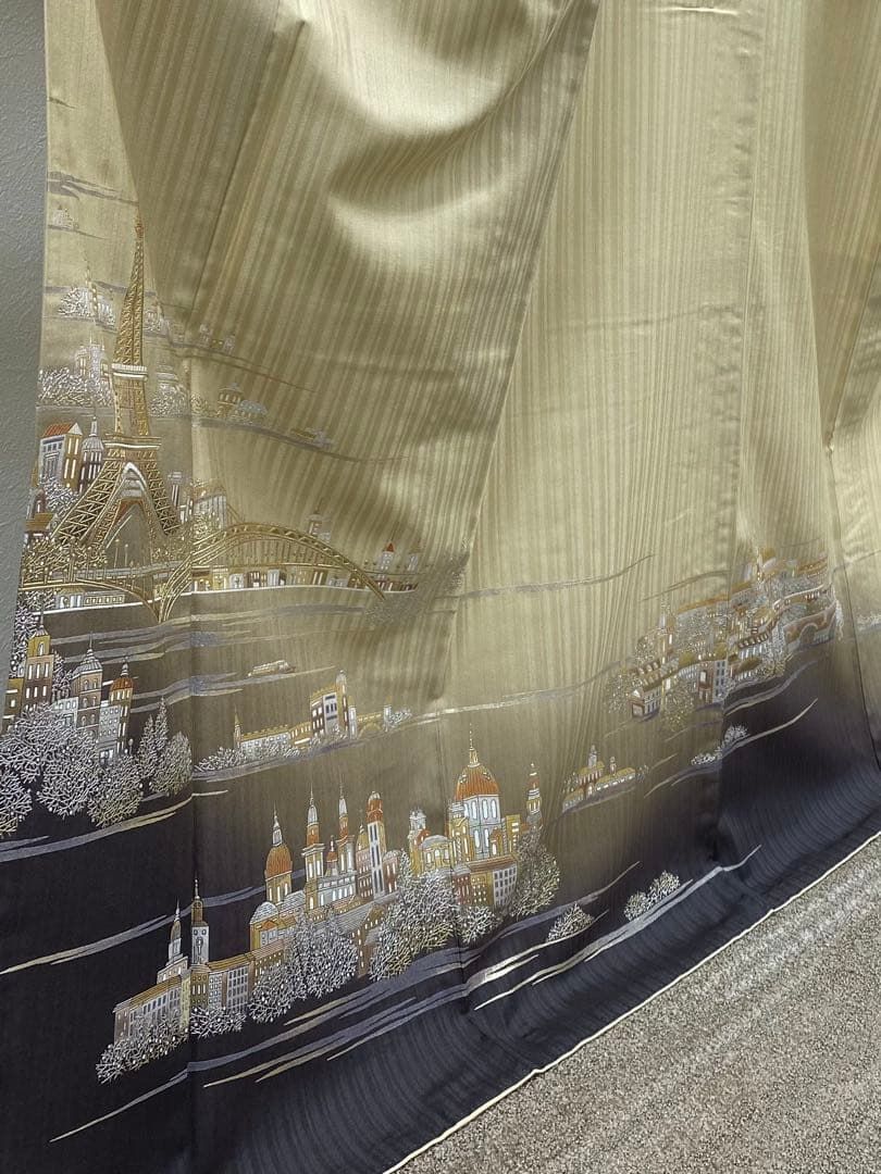 藤娘きぬたや 伊藤嘉秋 落款入 辻ヶ花 訪問着 叩き染 紋意匠 正絹 躾糸