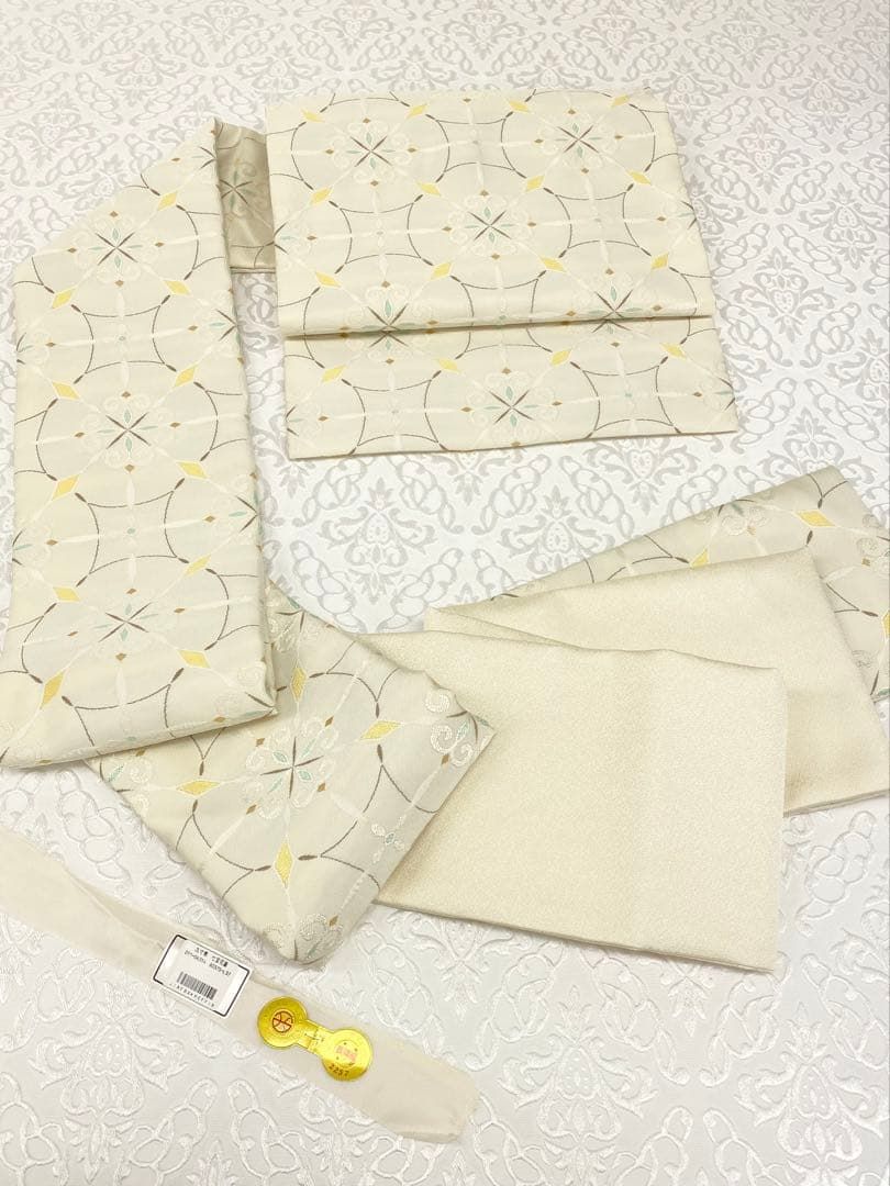 織楽浅野 西陣織 九寸名古屋帯 七宝花菱 金糸 新品未使用品 正絹