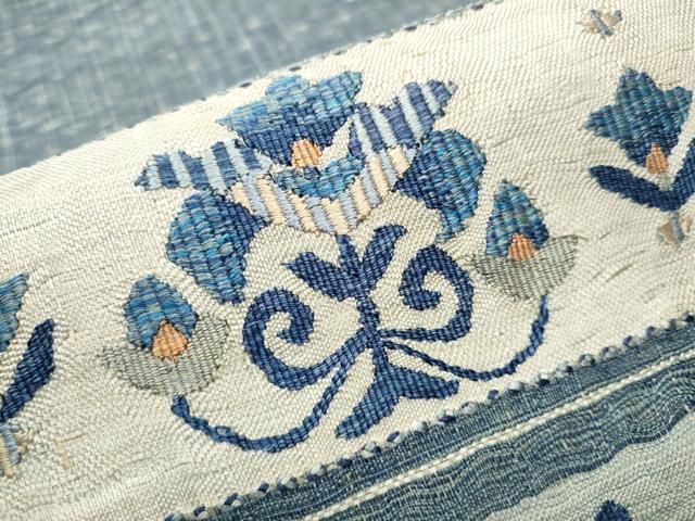 平和屋着物▽スリーシーズン 春夏秋 太鼓柄袋帯 櫛織 花唐草