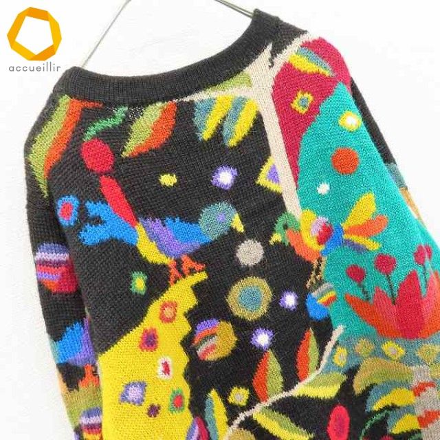 アルパカ専門店　T'IKA 花柄　ニット　ワンピース　ペルー製 T'IKA ティカ アルパカ ペルー製 ニット ワンピース ロング 総柄