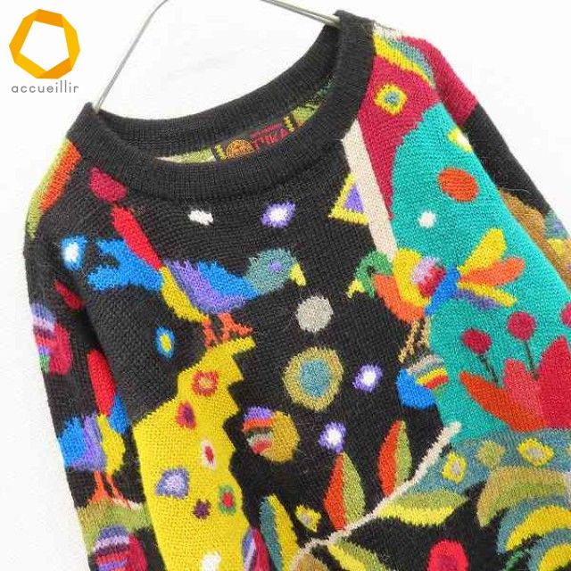 アルパカ専門店　T'IKA 花柄　ニット　ワンピース　ペルー製 T'IKA ティカ アルパカ ペルー製 ニット ワンピース ロング 総柄