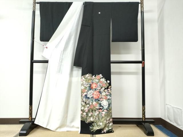 専用ご予約　黒留袖　本加賀友禅　小林賢一郎作　波に富士　仮絵羽　未仕立て　訳あり 加賀友禅 小林賢一 落款入 「双鶴」 黒留袖 仮絵羽 未仕立て品 八掛
