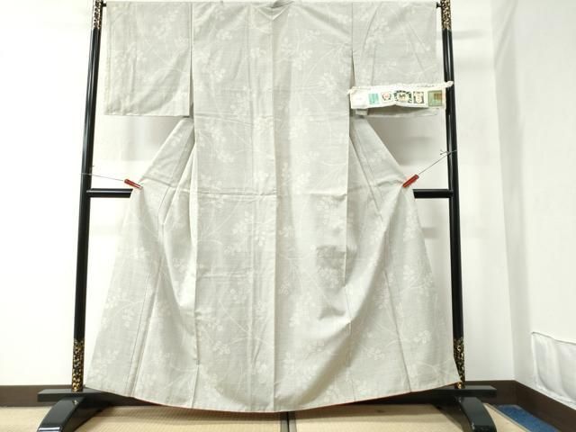 平和屋着物○結城紬 奥順 はたおり娘 80亀甲 枝葉文 証紙付き 正絹