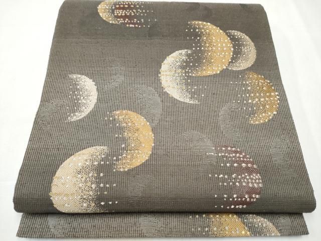 平和屋着物○西陣の名門 加納幸謹製 六通柄袋帯 紬地 月 金銀糸 正絹